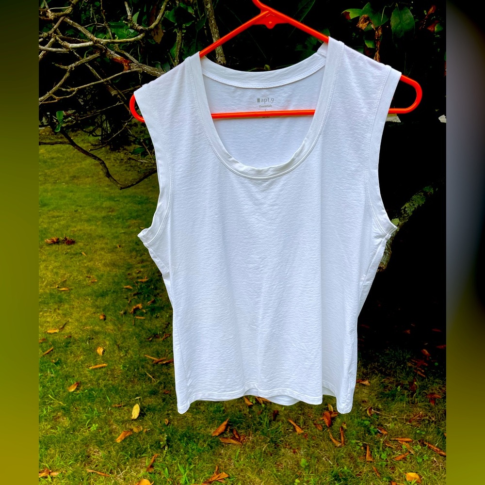 White sleeveless shirt, size large